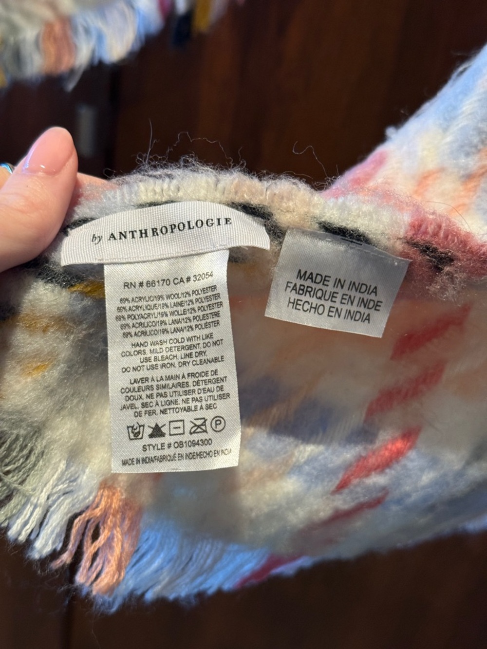 Anthropologie Pastel Plaid Fringe Scarf in Pink, Blue & Cream - Picture 3 of 3